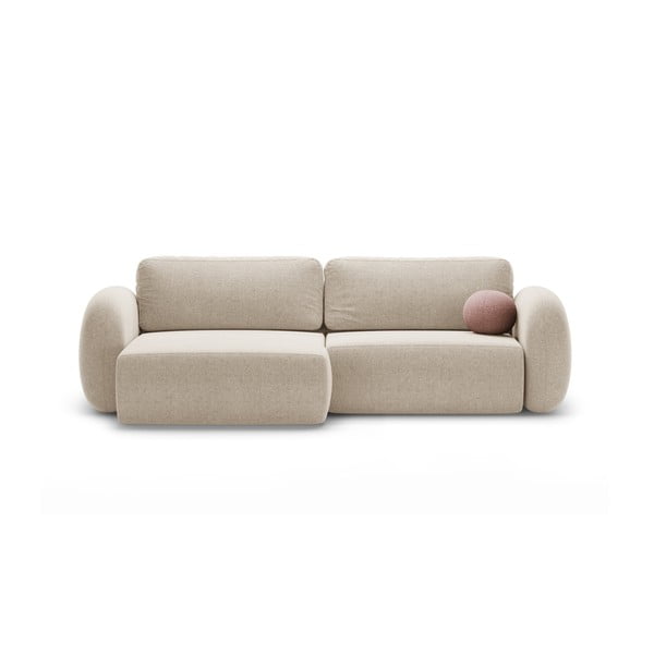 Béžová žinylková rozkládací/s úložným prostorem rohová pohovka Tonale – Cosmopolitan Design