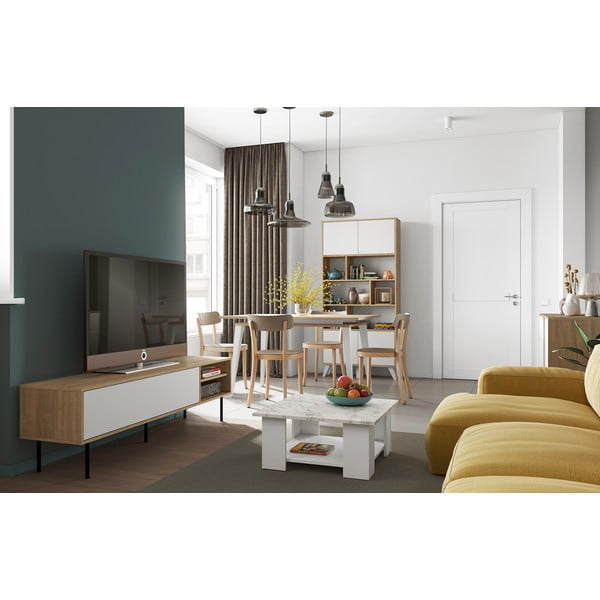 TV stolek v dekoru dubu v bílo-přírodní barvě 165x40 cm Ampère – TemaHome-image-1