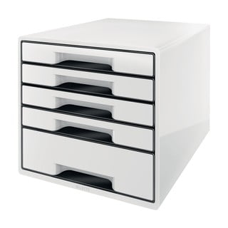Bílo-černý zásuvkový box Leitz WOW CUBE, 5 zásuvek