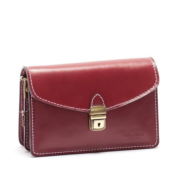 Červená kožená kabelka Mangotti Lotus-image-1