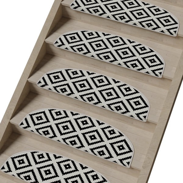 Černo-bílé nášlapy na schody v sadě 16 ks 20x65 cm Art – Vitaus-image-1