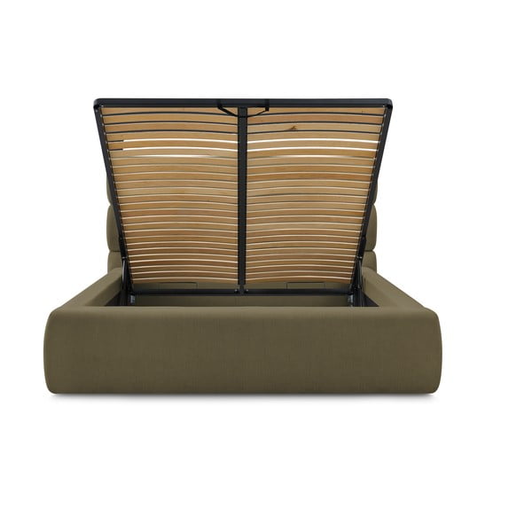 Tmavě zelená čalouněná dvoulůžková postel s úložným prostorem s roštem 180x200 cm Jagna – Bobochic Paris-image-3