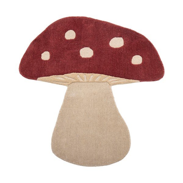 Červený vlněný dětský koberec 85x90 cm Mushroom – Bloomingville Mini