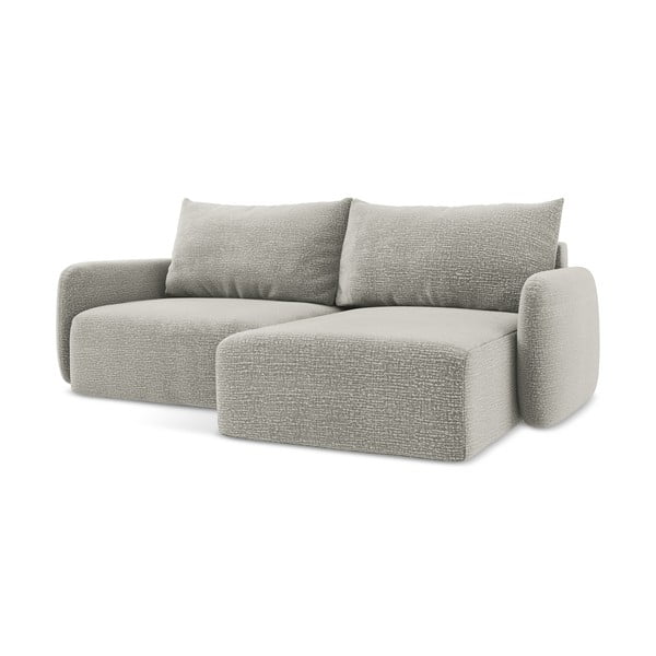 Světle šedá rozkládací/s úložným prostorem rohová pohovka (pravý roh) Kalena – Makamii-image-1