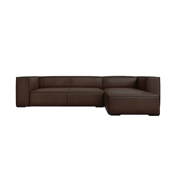 Tmavě hnědá kožená rohová pohovka (pravý roh) Madame – Windsor & Co Sofas
