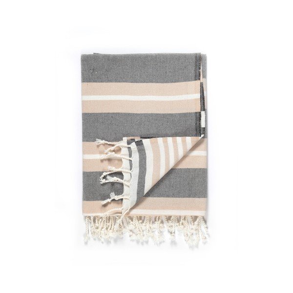 Béžovo-šedá osuška s příměsí bavlny Kate Louise Cotton Collection Line Beige Grey, 100 x 180 cm-image-2
