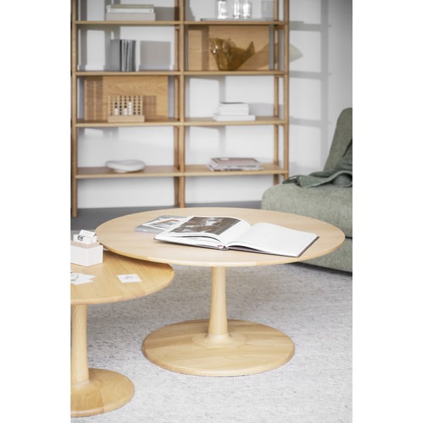 Kulatý konferenční stolek v dekoru dubu v přírodní barvě 90x90 cm Hobart – Rowico-image-1