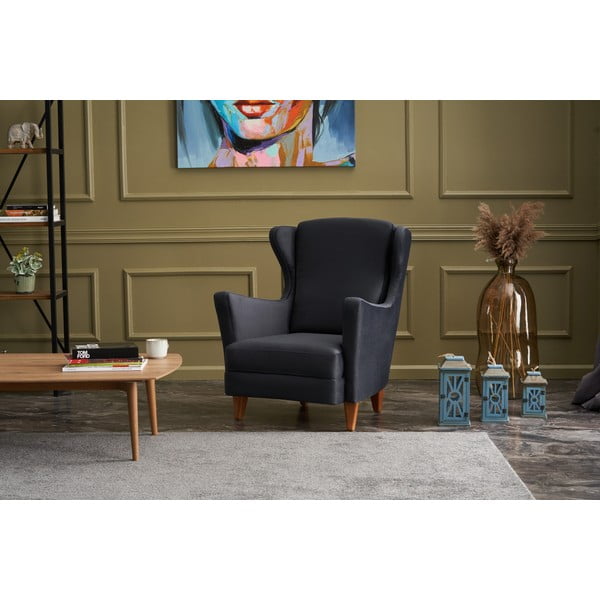 Tmavě šedé křeslo ušák Lola Brejer – Artie-image-4