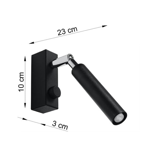Černé bodové svítidlo 10x3 cm Tiden – Sollux-image-3