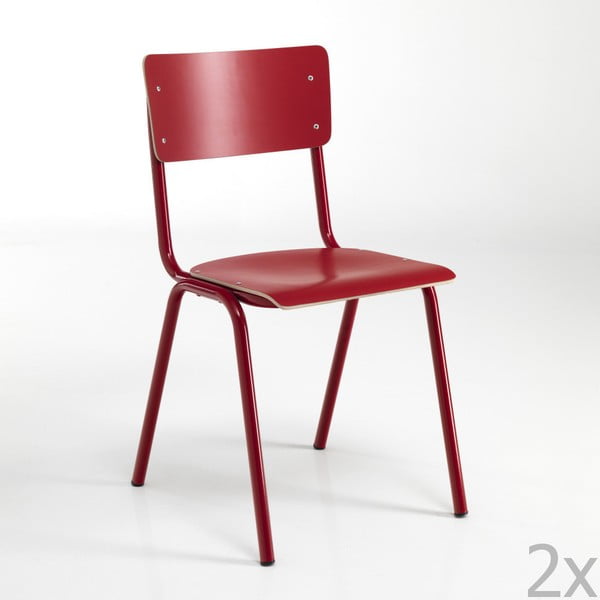 Sada 2 červených jídelních židlí Tomasucci School