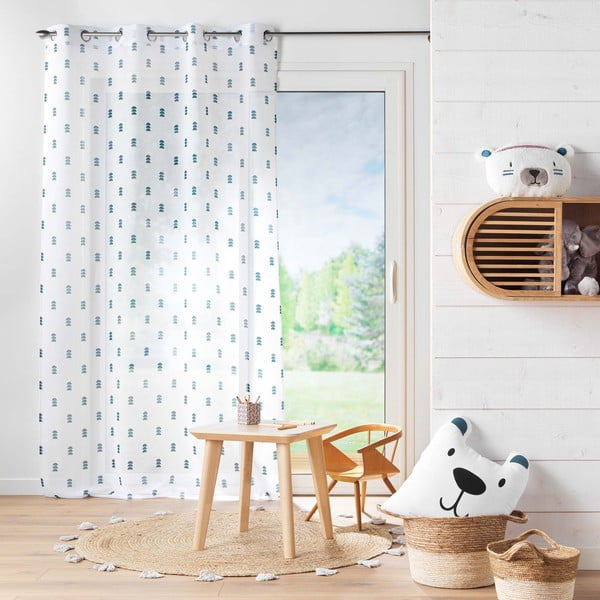 Bílo-modrá voálová záclona 140x240 cm Geokid – douceur d'intérieur-image-2