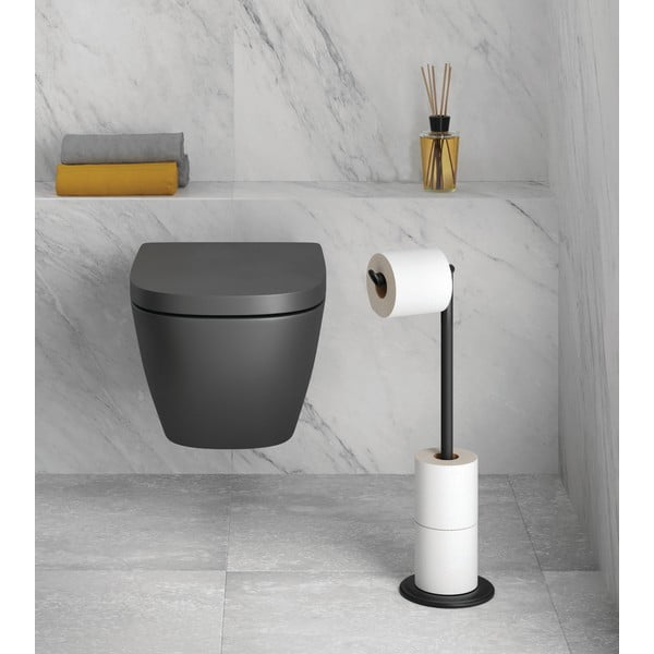Matně černý ocelový stojan na toaletní papír Lava – Metaltex-image-1