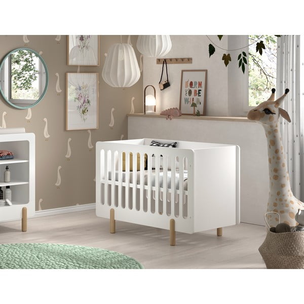 Bílá postýlka z borovicového dřeva 60x120 cm SMILE – Vipack-image-1