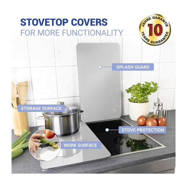 Set 2 skleněných krytů na sporák Wenko Universal Silver-image-3