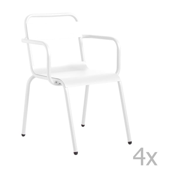 Sada 4 bílých zahradních židlí s područkami Isimar Biarritz