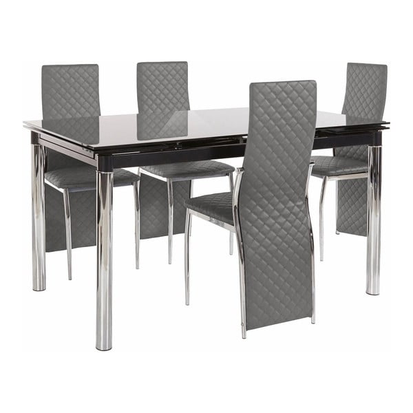 Set jídelního stolu a 4 šedých jídelních židlí Støraa Pippa William Black Grey