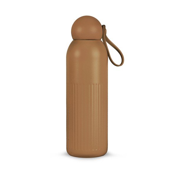 Hnědá termoláhev s brčkem z nerezové oceli 500 ml Tekla – Sagaform
