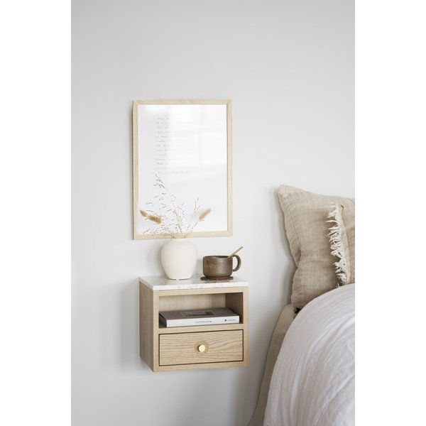 Noční stolek s deskou v dekoru mramoru v přírodní barvě Whitmore – Rowico-image-1