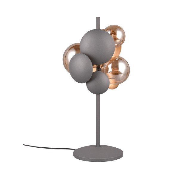 Stolní lampa se skleněným stínidlem v šedo-zlaté barvě (výška 50 cm) Bubble – Trio Select