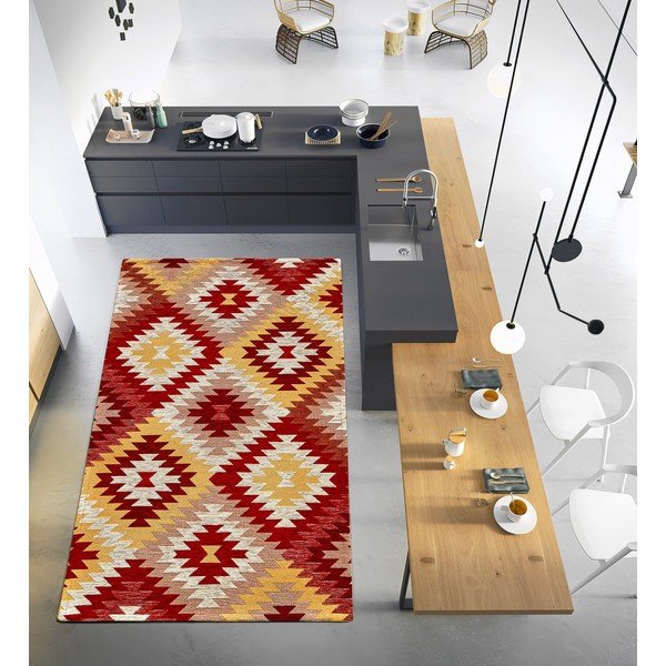 Červeno-žlutý pratelný běhoun 55x115 cm Avana Rosso – Floorita-image-1