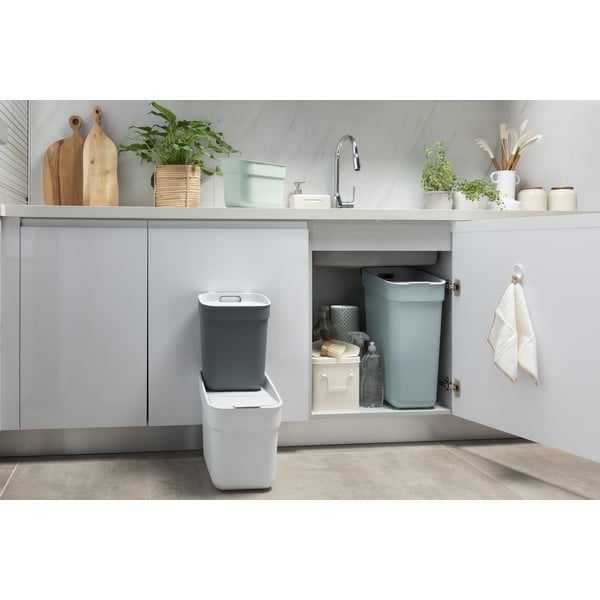 Tmavě šedý odpadkový koš na tříděný odpad z recyklovaného plastu 10 l Ready To Collect – Curver-image-1