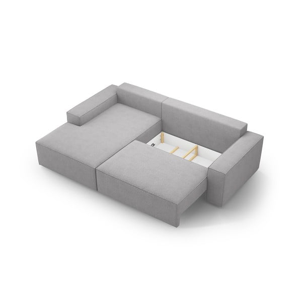 Světle šedá rozkládací rohová pohovka z textilie bouclé (levý roh) Jodie – Micadoni Home-image-4