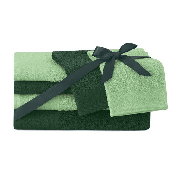 Zelené froté bavlněné ručníky a osušky v sadě 6 ks Flos – Restilo-image-1