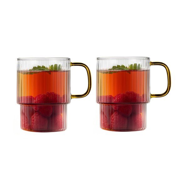 Žluté skleněné hrnky v sadě 2 ks na cappuccino 350 ml Livio – Vialli Design