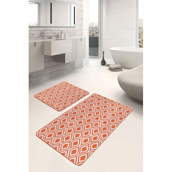 Oranžové sametové koupelnové předložky v sadě 2 ks 60x100 cm – Mila Home-image-3