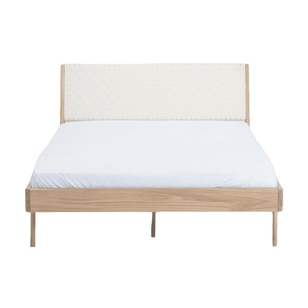 Bílá/přírodní dvoulůžková postel z dubového dřeva 160x200 cm Fawn – Gazzda