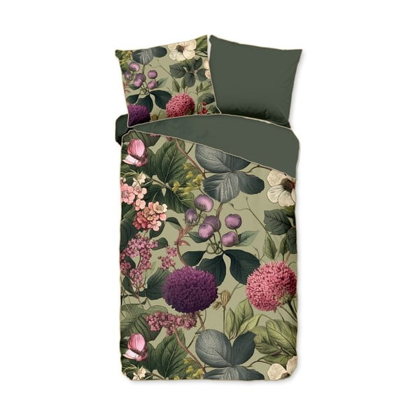 Khaki povlečení na jednolůžko/prodloužené z bavlněného saténu 140x220 cm Onaz – Descanso