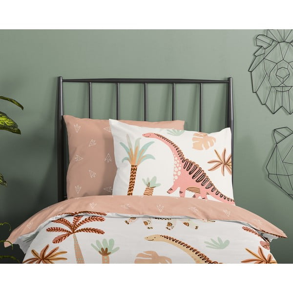 Hnědé/béžové bavlněné dětské povlečení do postýlky 100x135 cm Dino – Good Morning-image-2