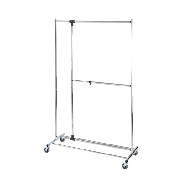 Šedý kovový teleskopický pojízdný stojan na oblečení Profissimo – Wenko-image-4