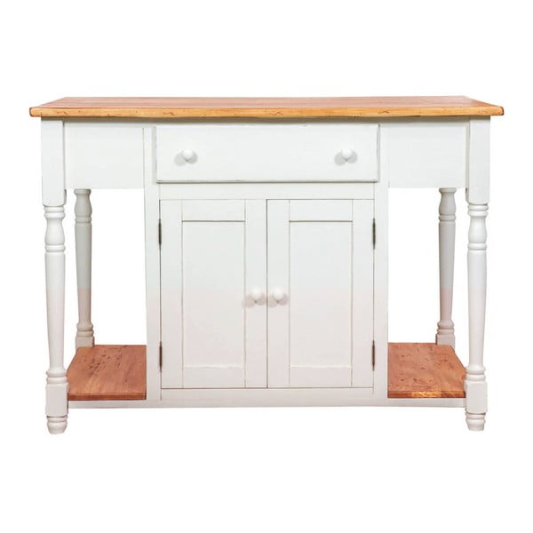 Dřevěný stolek s úložným prostorem a bílou konstrukcí Biscottini Kaya