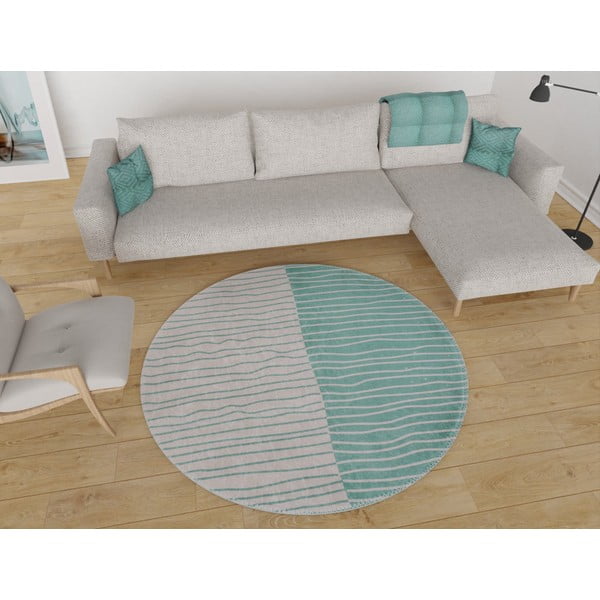 Pratelný kulatý koberec v tyrkysovo-krémové barvě ø 120 cm Yuvarlak – Vitaus-image-1