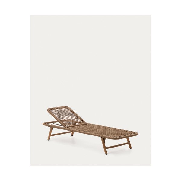 Hnědé dřevěné/kovové zahradní lehátko Dandara – Kave Home-image-2