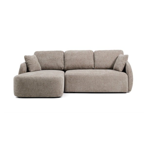 Taupe žinylková rozkládací rohová pohovka (levý roh/s lenoškou) Laira – Kave Home