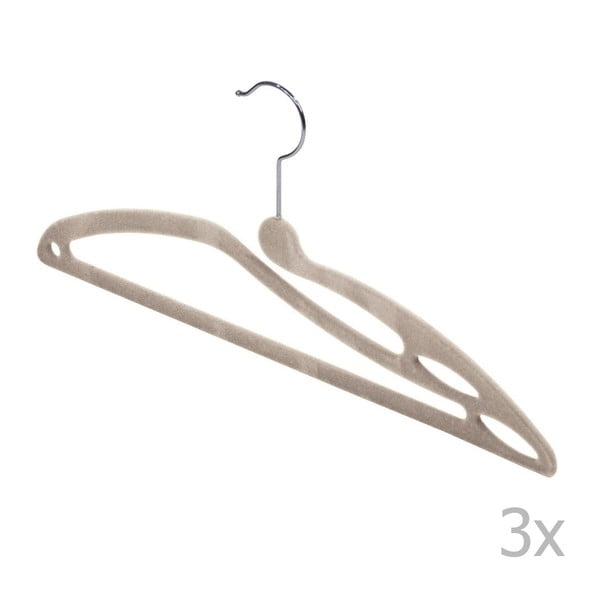 Sada 3 béžových ramínek na trička Domopak Velvet-image-1