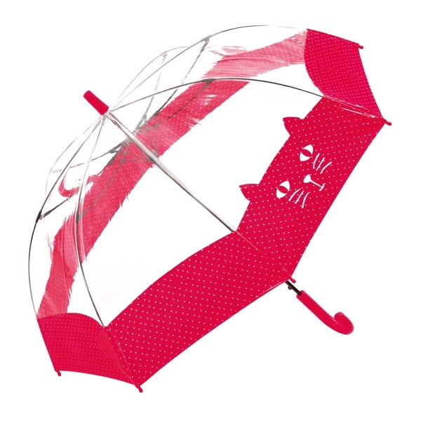 Dětský transparentní holový deštník s červenými detaily Birdcage Chat, ⌀ 74 cm