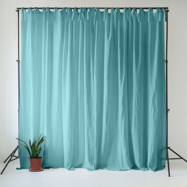 Tyrkysový lněný závěs 140x250 cm Coastal Blue – Linen Tales