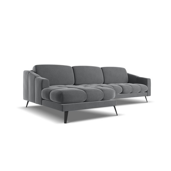 Šedá sametová rohová pohovka (levý roh) Nalu – Makamii-image-3