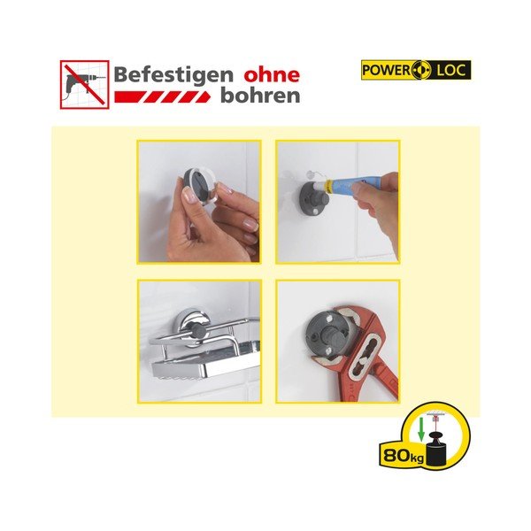 Samodržicí nástěnná koupelnová polička Wenko Bralia-image-3