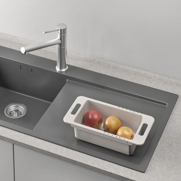 Šedý nastavitelný plastový teleskopický odkapávač do dřezu 52x18 cm – Metaltex-image-4