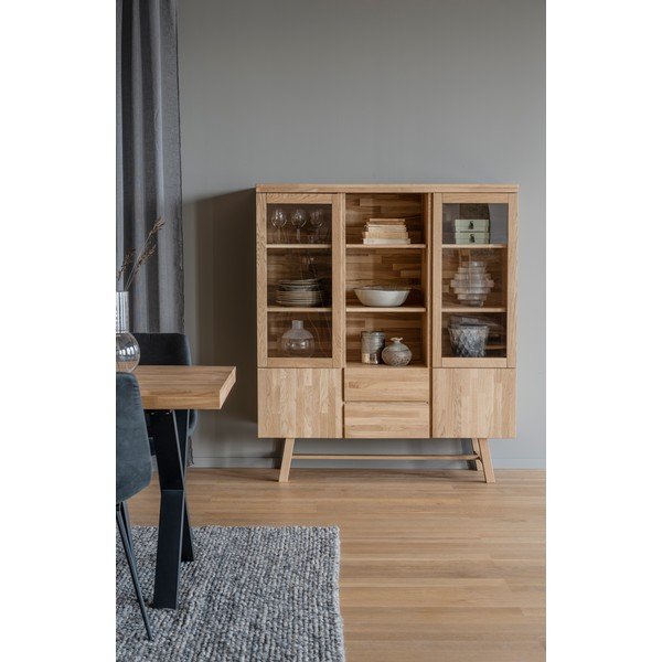 Vitrína z dubového dřeva v přírodní barvě 130x150 cm Brooklyn - Rowico-image-1