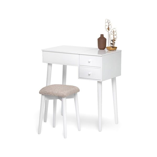 Bílý toaletní stolek se zrcadlem, šperkovnicí a 2 šuplíky Bonami Essentials Beauty-image-1