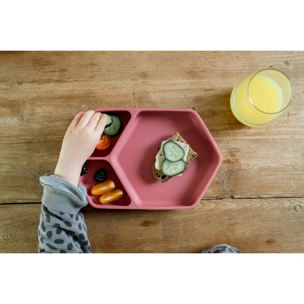 Červený silikonový dětský talíř 16x25 cm – Kindsgut-image-3