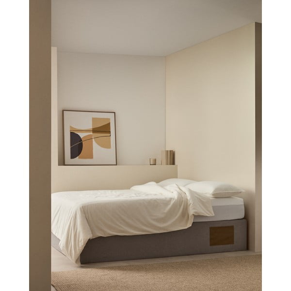 Šedá čalouněná dvoulůžková postel s úložným prostorem 180x200 cm Matters – Kave Home-image-1