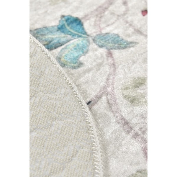 Šedá sametová koupelnová předložka ø 140 cm Vintage Flower – Foutastic-image-2