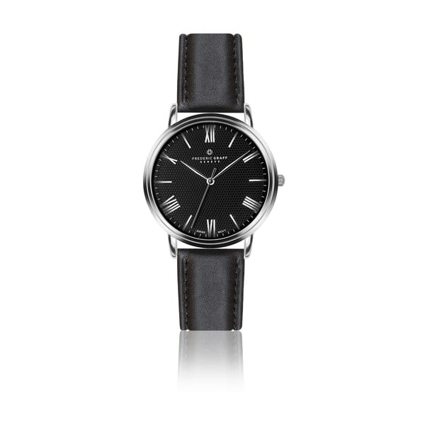 Pánské hodinky s černým páskem z nerezové oceli s černým ciferníkem Frederic Graff Silver Weisshorn
