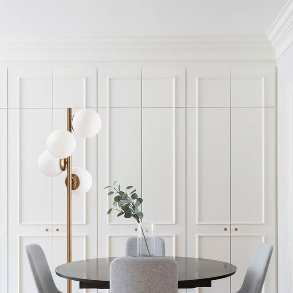 Stojací lampa v černo-zlaté barvě se skleněným stínidlem (výška 130 cm) Faze – Opviq lights-image-3